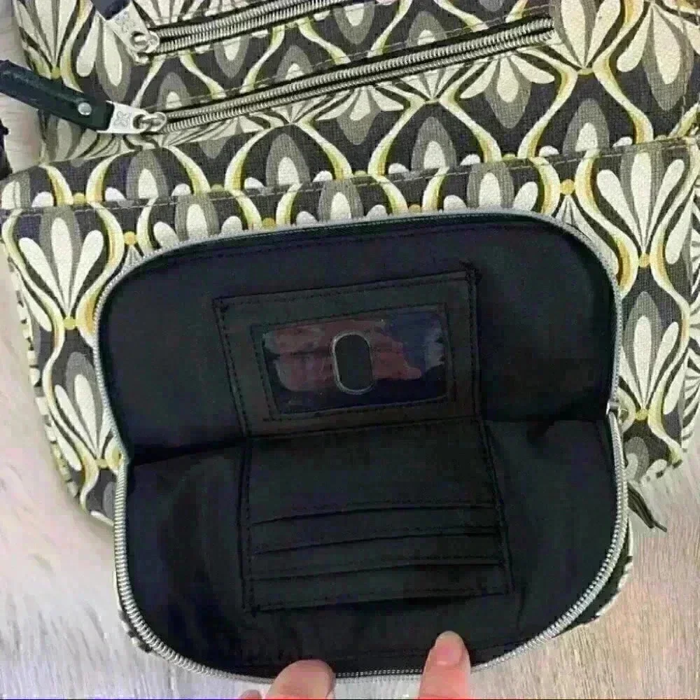 Relic by Fossil Handbag Crossbody w/ built in wallet Black Yellow Gray Canvas